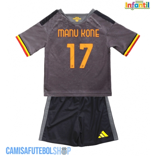 Camisa de time de futebol AS Roma Manu Kone #17 Replicas 3º Equipamento Infantil 2026-27 Manga Curta (+ Calças curtas)